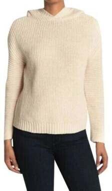 Abound Hooded Pullover Rib Knit Sweater Size MEDIUM Beige Oatmeal NWT
